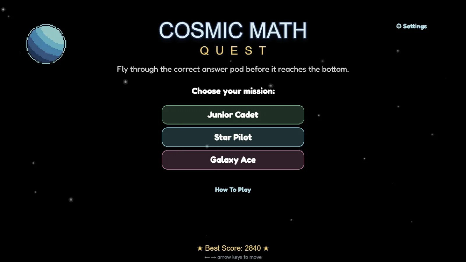 Cosmic Math Quest screenshot 1